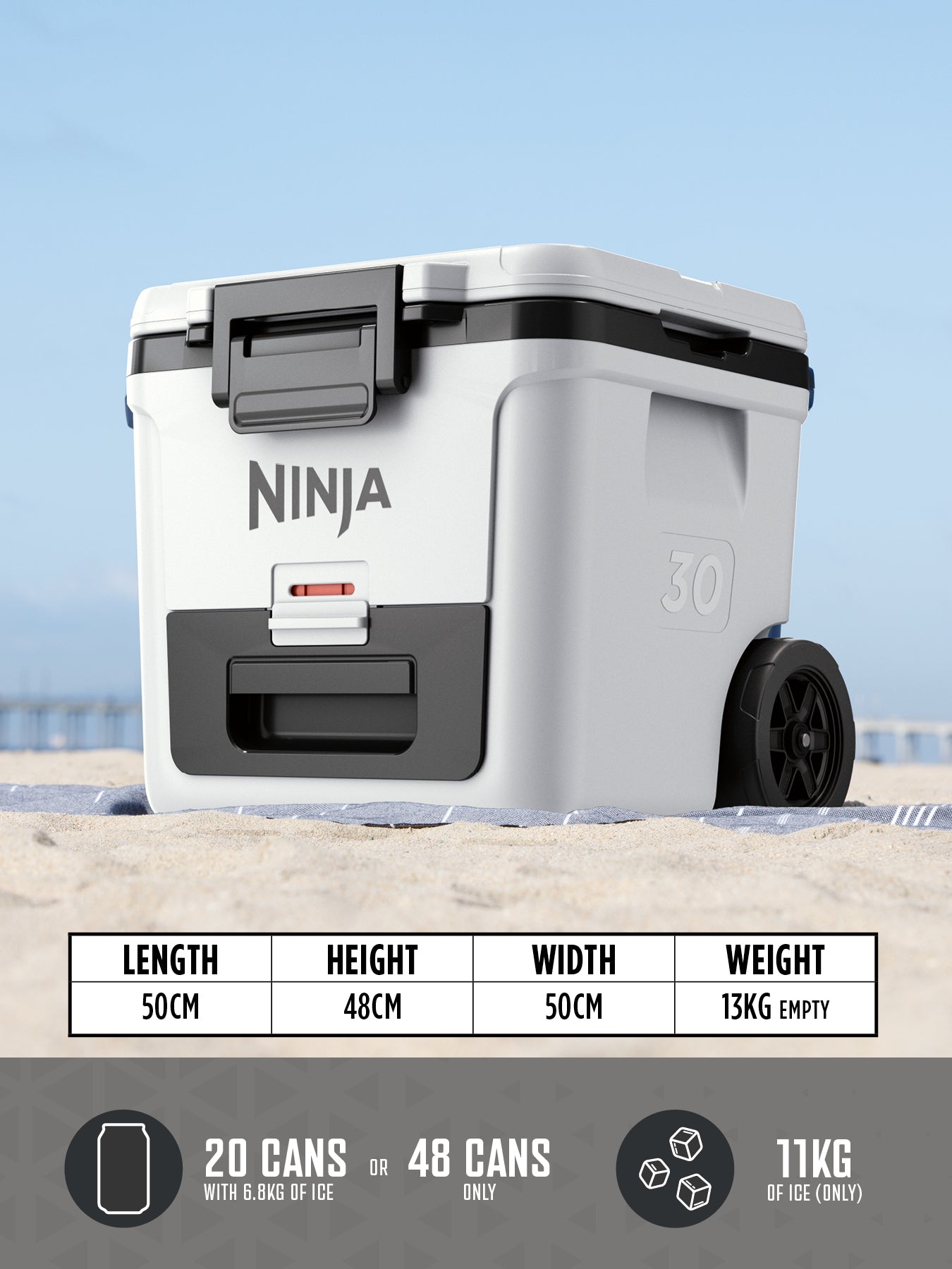 Ninja FB230EUWH Frost Vault Kolieskový chladiaci box – 28L – Biela