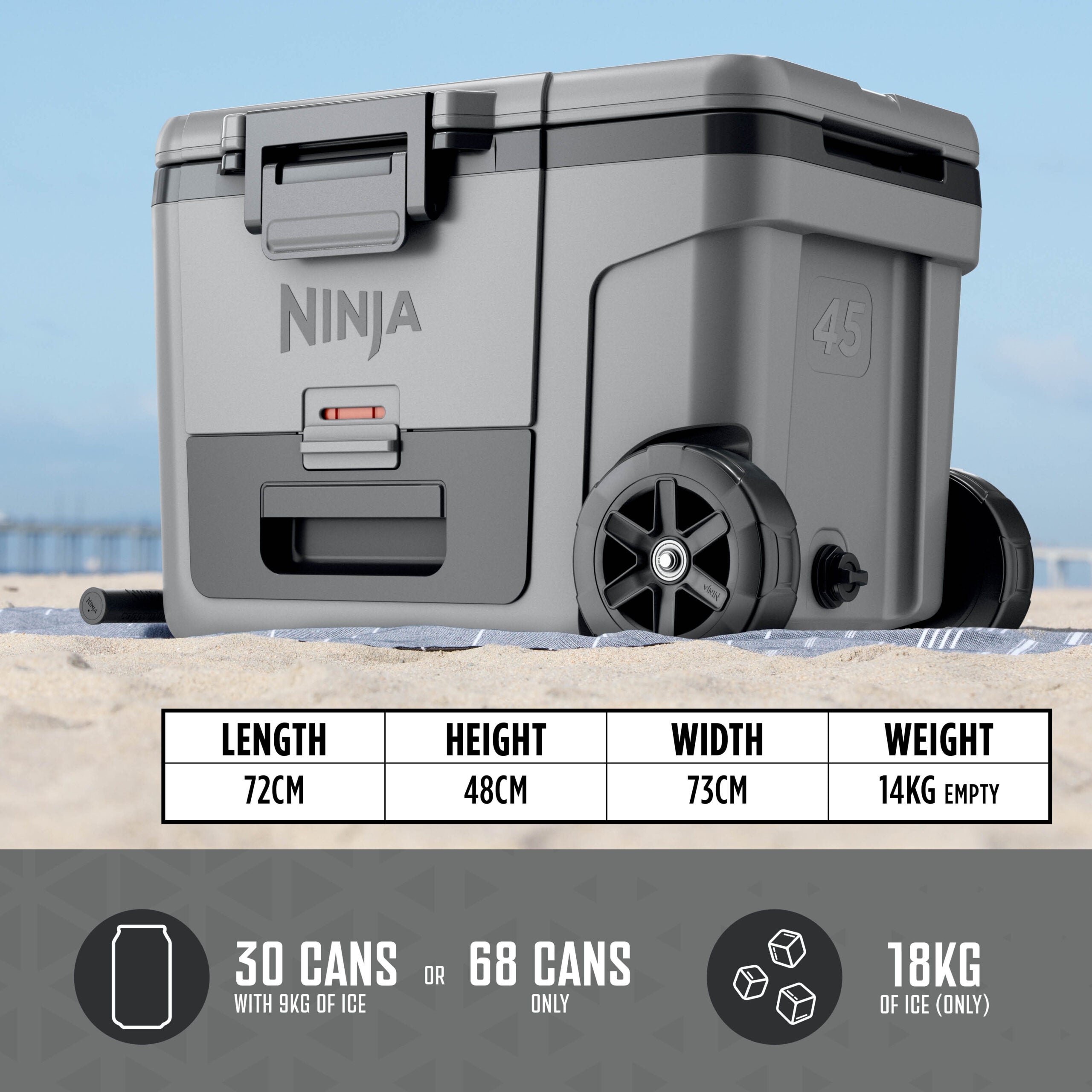 Ninja FB245EUGY Frost Vault Kolieskový chladiaci box – 42L – Bridlicovo sivá